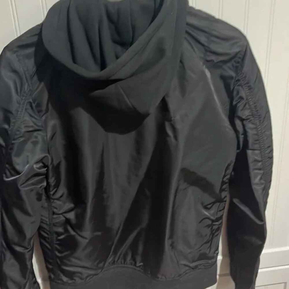 Alpha Industries 😍 Black Bomber Jacket With Hood Size S - Picture 9 of 11